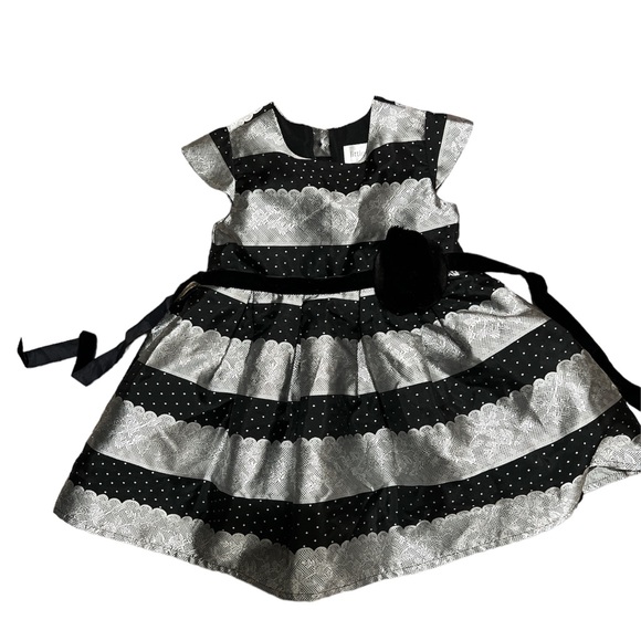 Blush by Us Angels Infant Silver Lace Stripe Brocade Dress - Picture 2 of 3